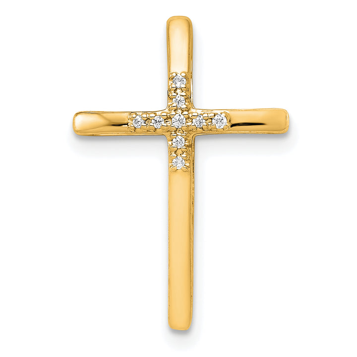 14k Yellow Gold .03 CT Diamond Cross Chain Slide Pendant