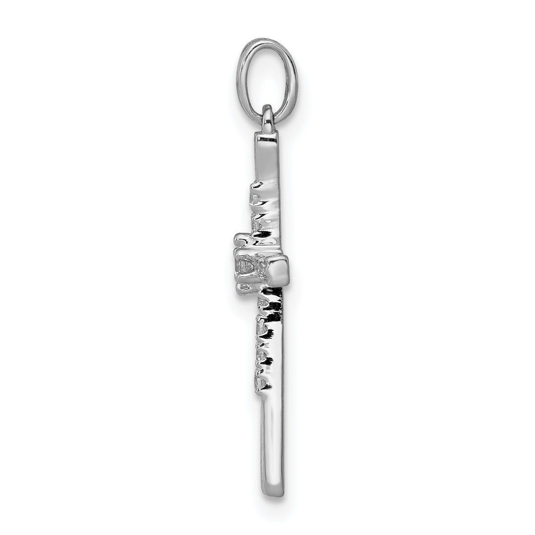 14k White Gold 1/10 CT Diamond Design Cross Pendant
