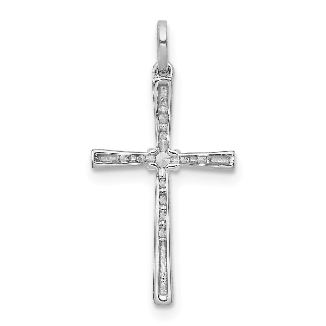 14k White Gold 1/10 CT Diamond Design Cross Pendant