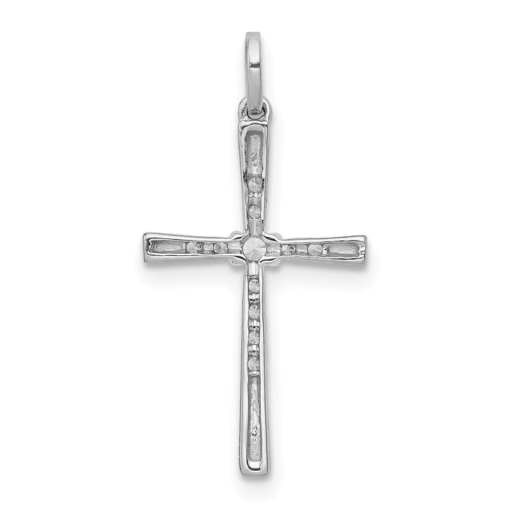 14k White Gold 1/10 CT Diamond Design Cross Pendant
