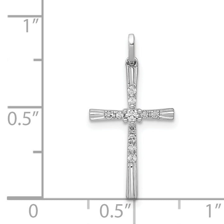 14k White Gold 1/10 CT Diamond Design Cross Pendant