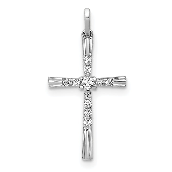 14k White Gold 1/10 CT Diamond Design Cross Pendant