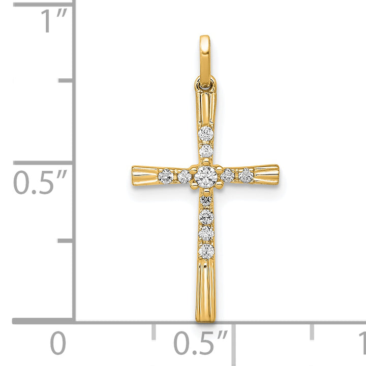 14k Yellow Gold 1/10 CT Diamond Design Cross Pendant