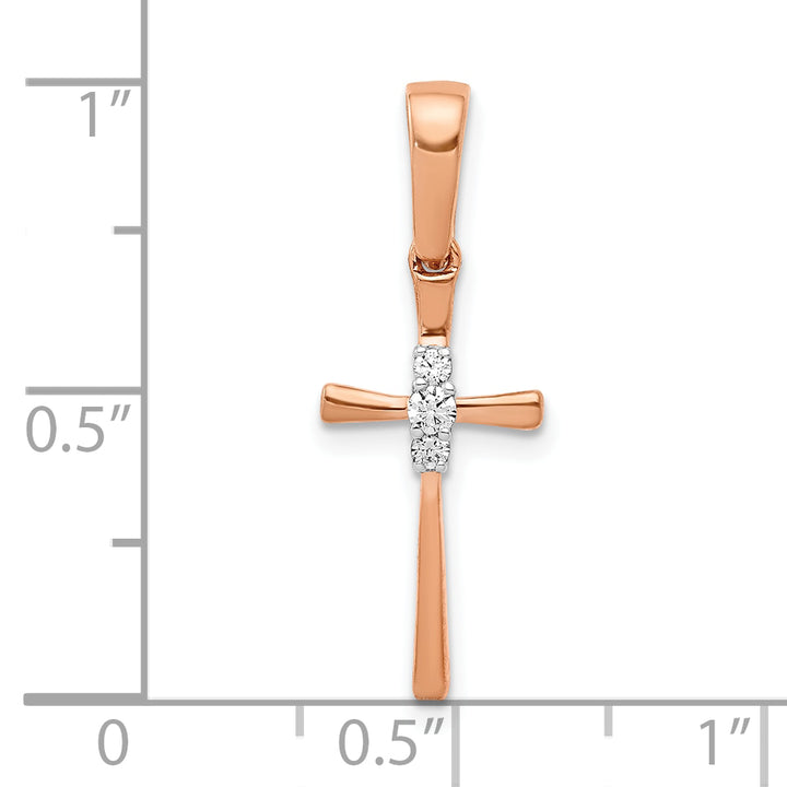 14k Rose Gold .03 CT Diamond Cross Pendant