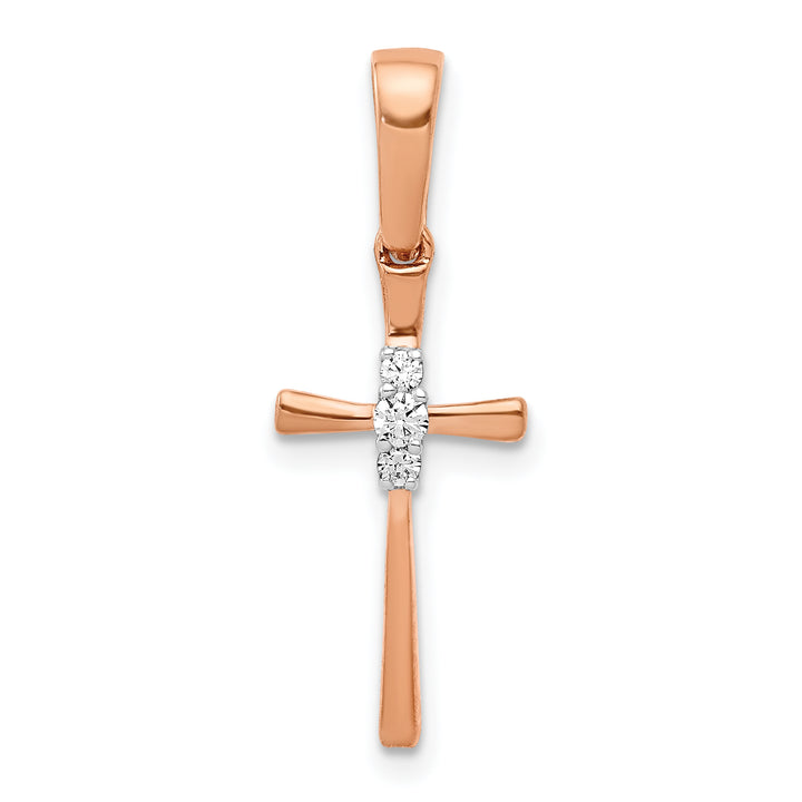 14k Rose Gold .03 CT Diamond Cross Pendant