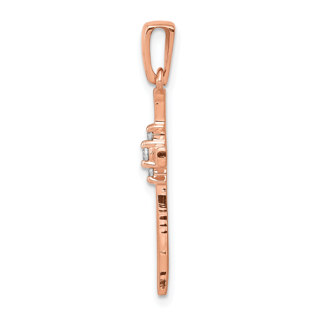 14k Rose Gold 1/20 CT Diamond Sleek Design Cross Pendant