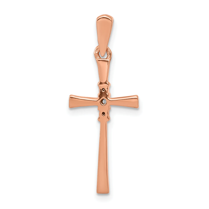 14k Rose Gold 1/20 CT Diamond Sleek Design Cross Pendant