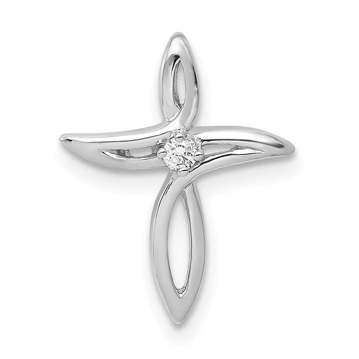 Lovely Rita's Pendants & Charms 10K White Gold I1 Clarity Diamond Cross Chain Slide
