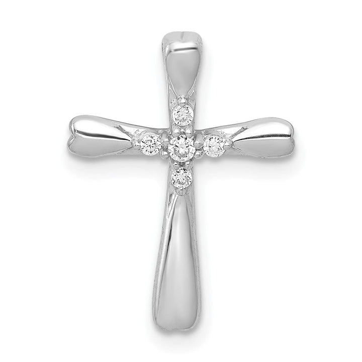 Lovely Rita's Pendants & Charms 10K White Gold 1/20 ct 5-Stone Diamond Cross Chain Slide