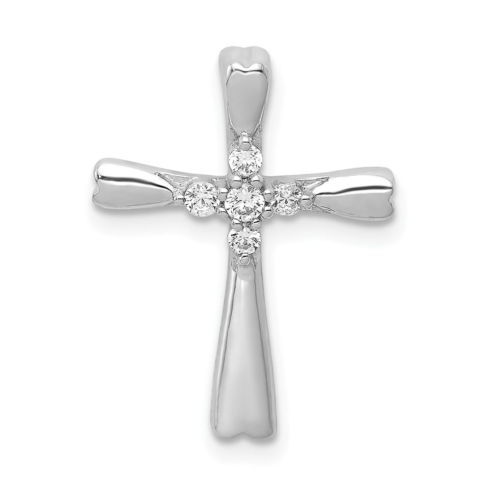 Lovely Rita's Pendants & Charms 10K White Gold 1/6 ct 5-Stone Diamond Cross Chain Slide