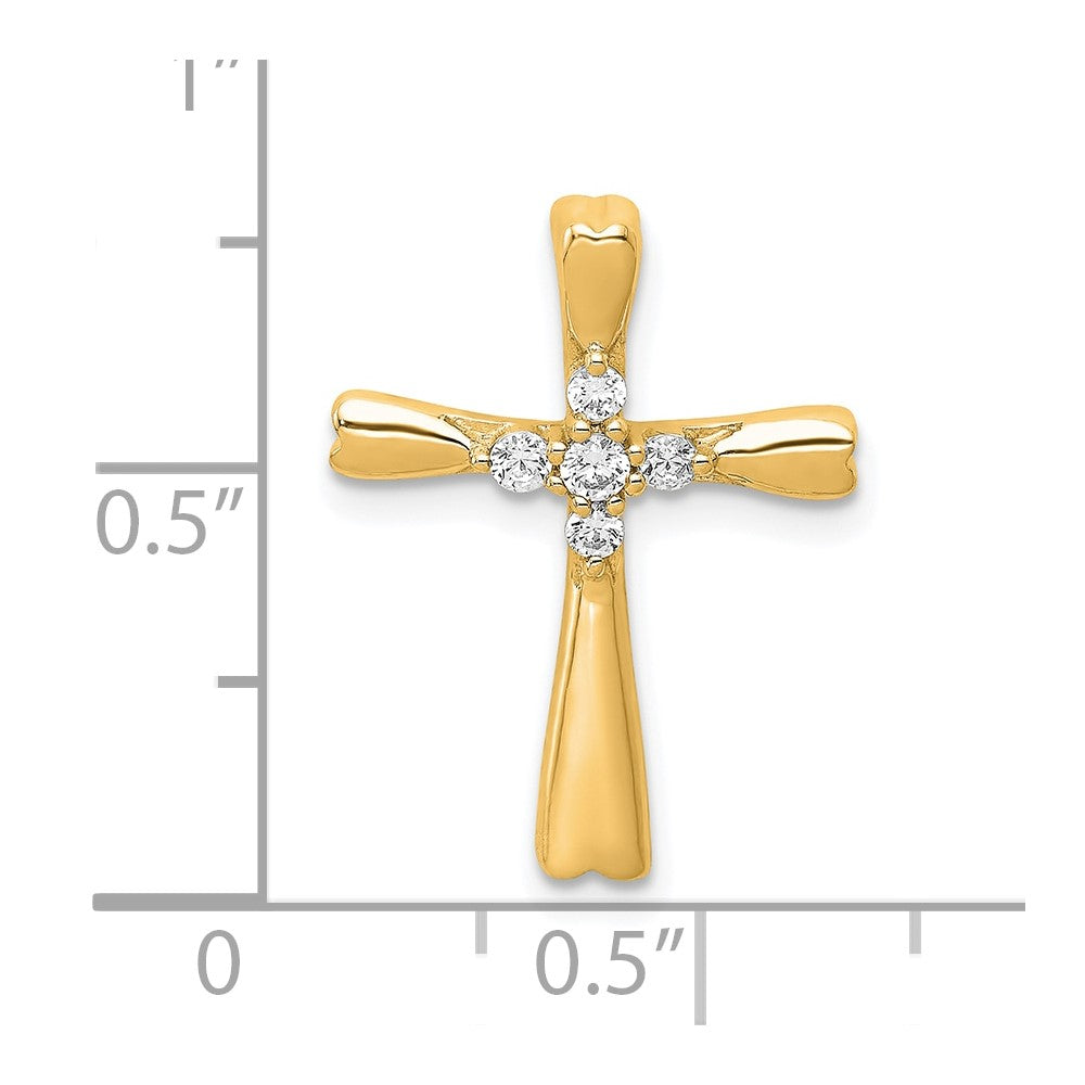 Lovely Rita's Pendants & Charms 10K Yellow Gold 1/6 ct 5-Stone Diamond Cross Chain Slide