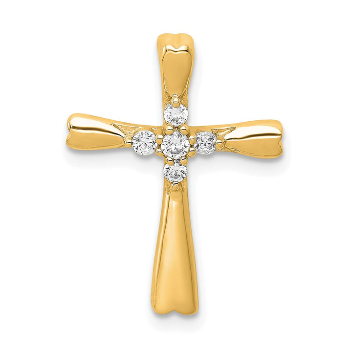 Lovely Rita's Pendants & Charms 10K Yellow Gold 1/6 ct 5-Stone Diamond Cross Chain Slide