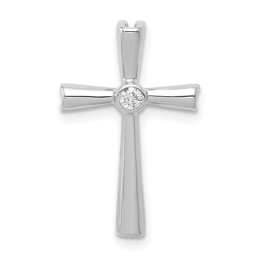 Lovely Rita's Pendants & Charms 10K White Gold I1 Clarity 1/20 ct Diamond Cross Chain Slide