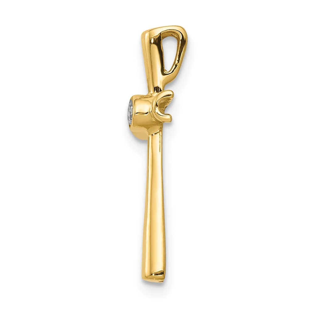 Lovely Rita's Pendants & Charms 10K Yellow Gold I1 Clarity 1/20 ct Diamond Cross Chain Slide