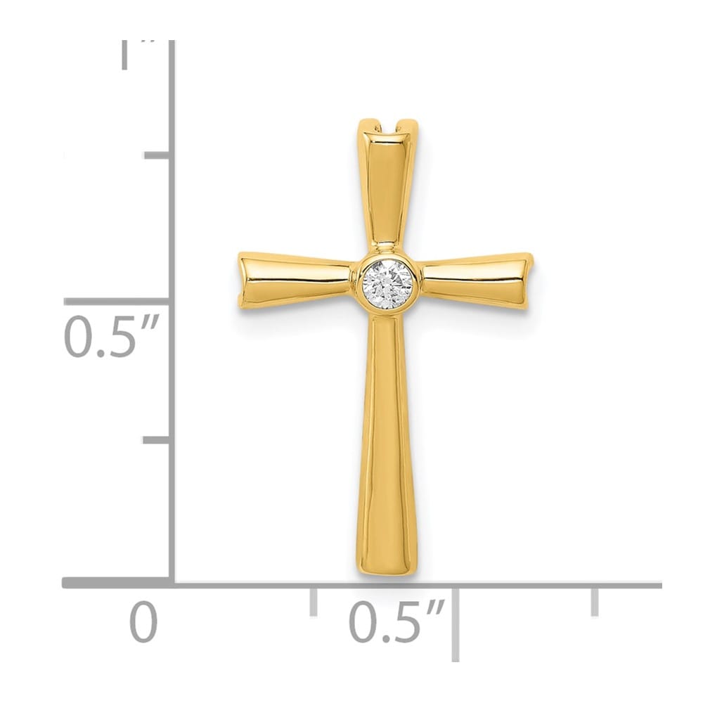 Lovely Rita's Pendants & Charms 10K Yellow Gold I1 Clarity 1/20 ct Diamond Cross Chain Slide