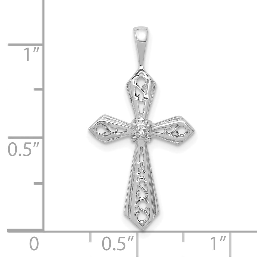 Lovely Rita's Pendants & Charms 10K White Gold I1 Clarity Diamond Passion Cross Pendant