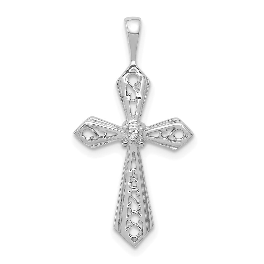 Lovely Rita's Pendants & Charms 10K White Gold I1 Clarity Diamond Passion Cross Pendant