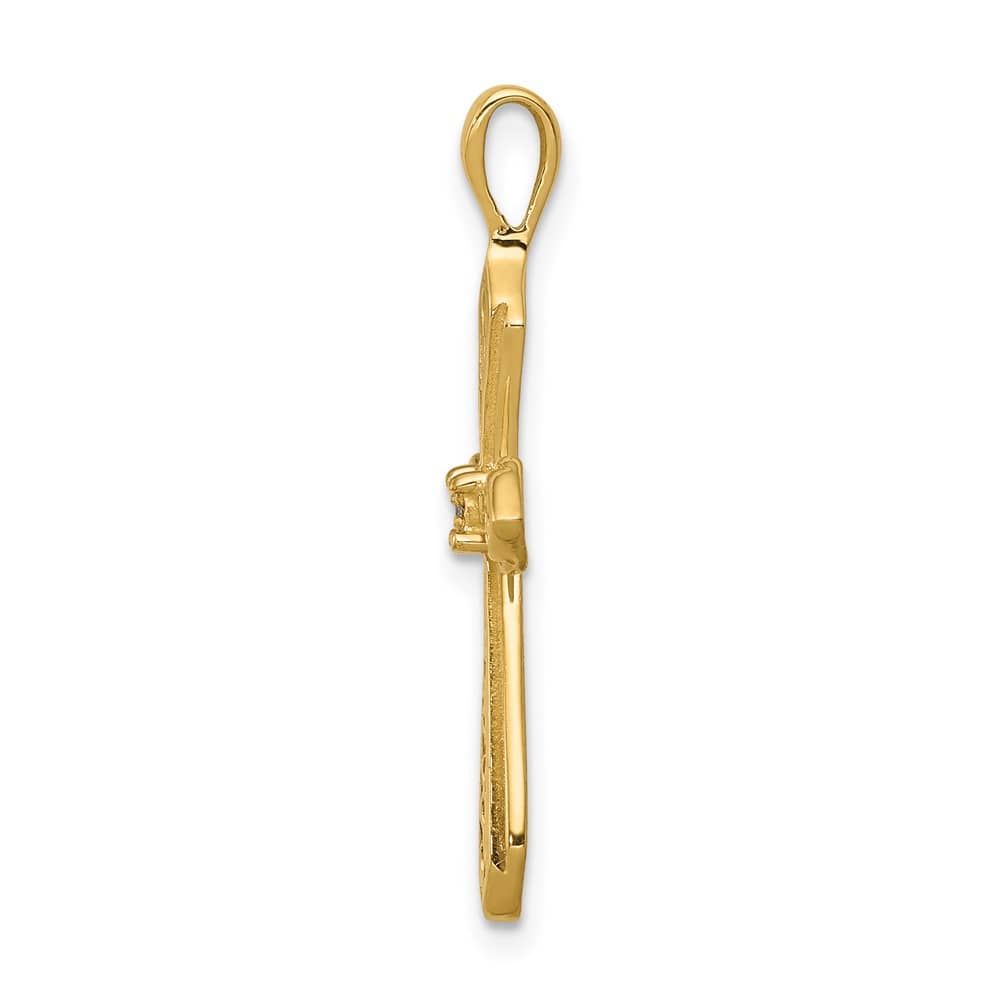 Lovely Rita's Pendants & Charms 10K Yellow Gold I1 Clarity Diamond Passion Cross Pendant