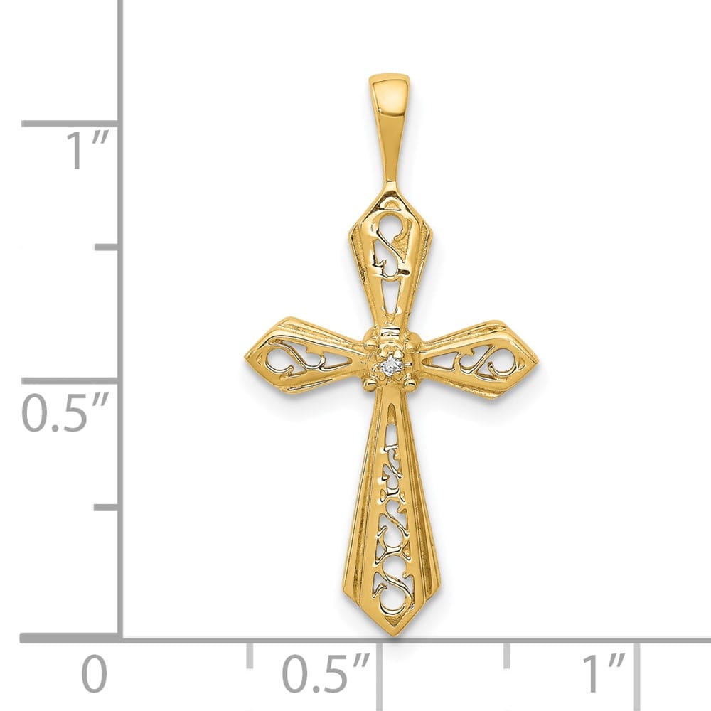 Lovely Rita's Pendants & Charms 10K Yellow Gold I1 Clarity Diamond Passion Cross Pendant