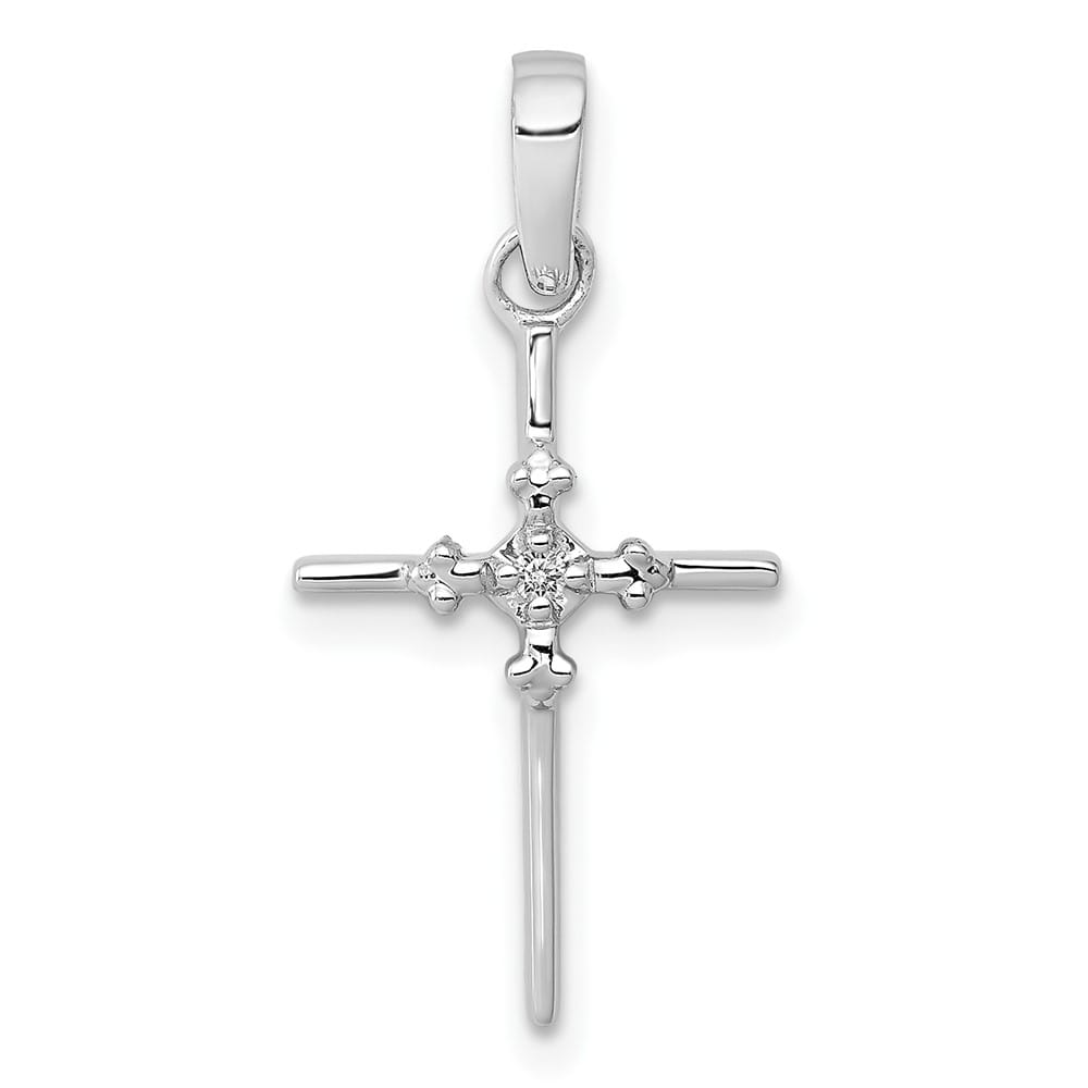 Lovely Rita's Pendants & Charms 10K White Gold .01 ct Diamond Polished Slim Cross Pendant