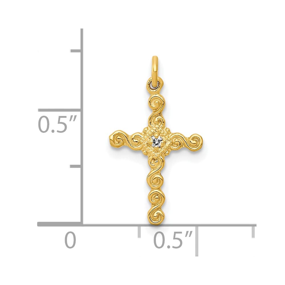 Lovely Rita's Pendants & Charms 10K Yellow Gold Small .01 ct Diamond Cross Charm