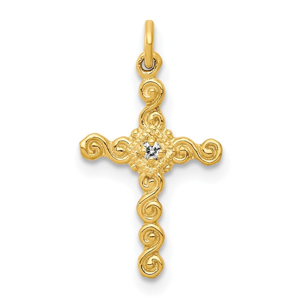 Lovely Rita's Pendants & Charms 10K Yellow Gold Small .01 ct Diamond Cross Charm