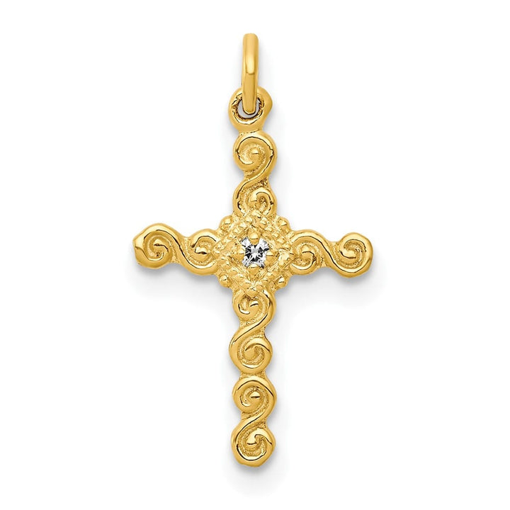 Lovely Rita's Pendants & Charms 10K Yellow Gold Small .01 ct Diamond Cross Charm