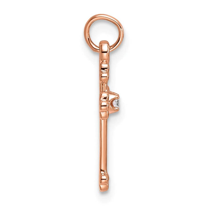 Lovely Rita's Pendants & Charms 10K Rose Gold Small Diamond Budded Cross Pendant