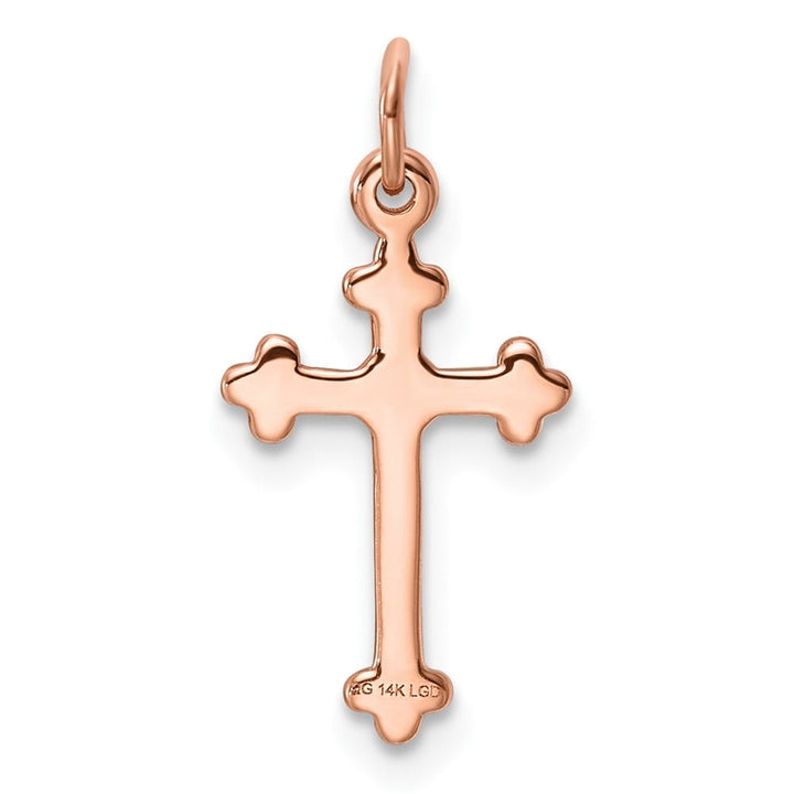 Lovely Rita's Pendants & Charms 10K Rose Gold Small Diamond Budded Cross Pendant