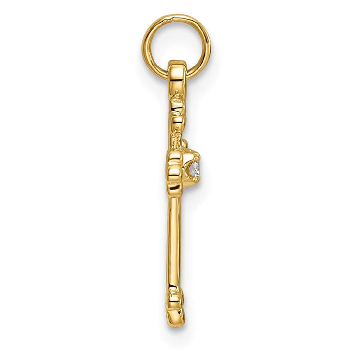 Lovely Rita's Pendants & Charms 10K Yellow Gold Small Diamond Budded Cross Pendant