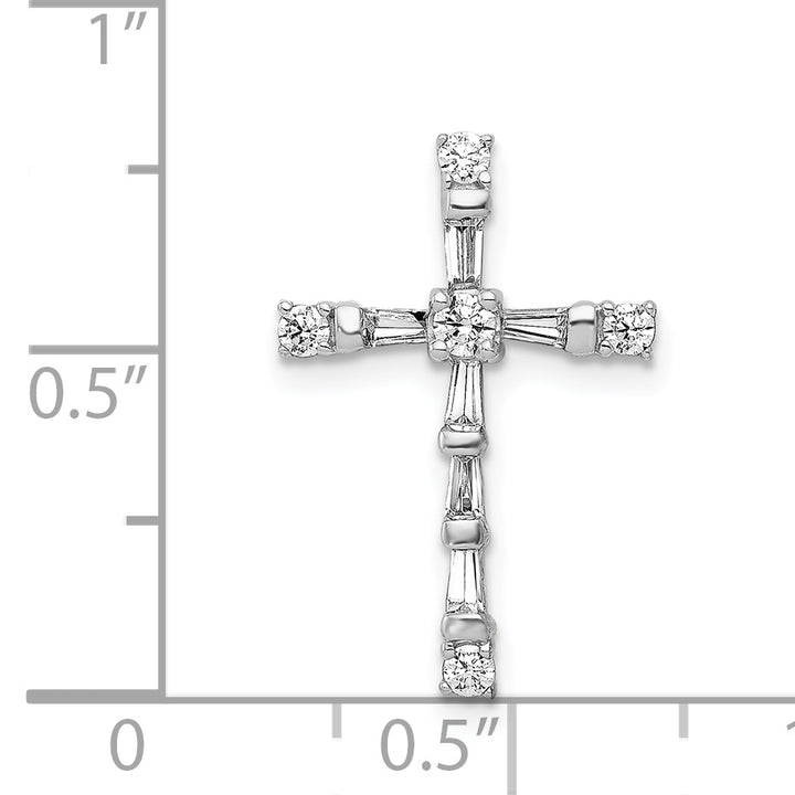 14k White Gold 1/3 CT Diamond Timeless Design Cross Chain Slide