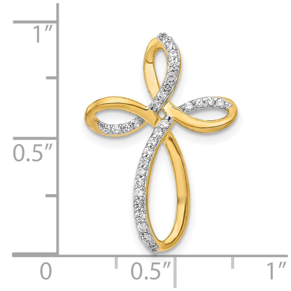 Lovely Rita's Pendants & Charms 10K Yellow Gold 1/6 ct Diamond Cross Slide Pendant