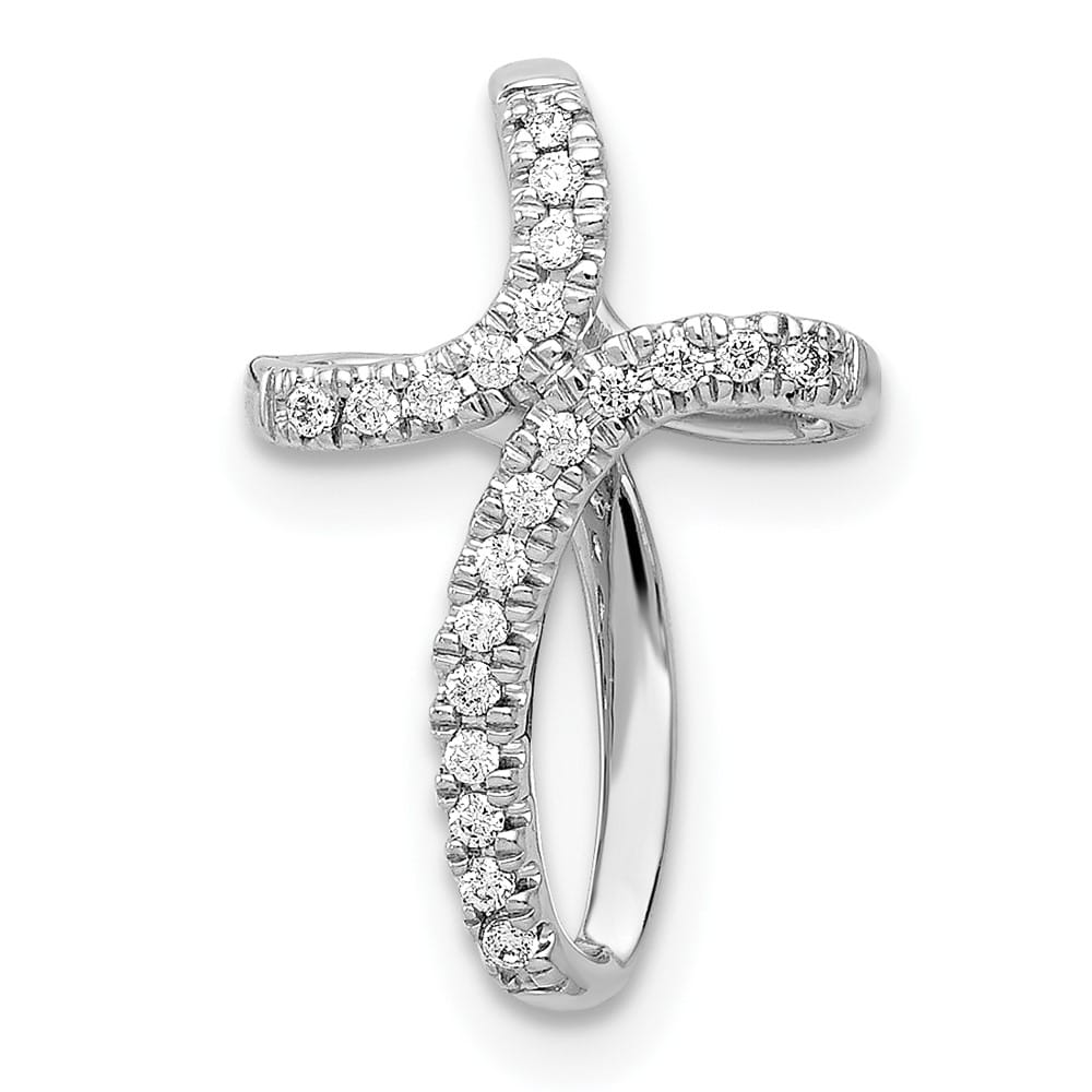 Lovely Rita's Pendants & Charms 10K White Gold 1/15 ct Diamond Cross Slide Pendant