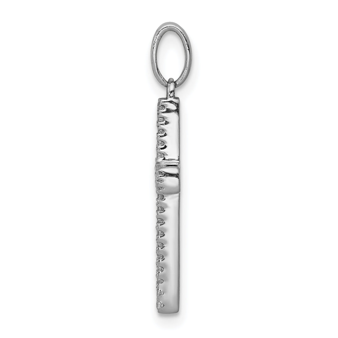14k White Gold 1/6 CT Diamond Intricate Design Cross Pendant