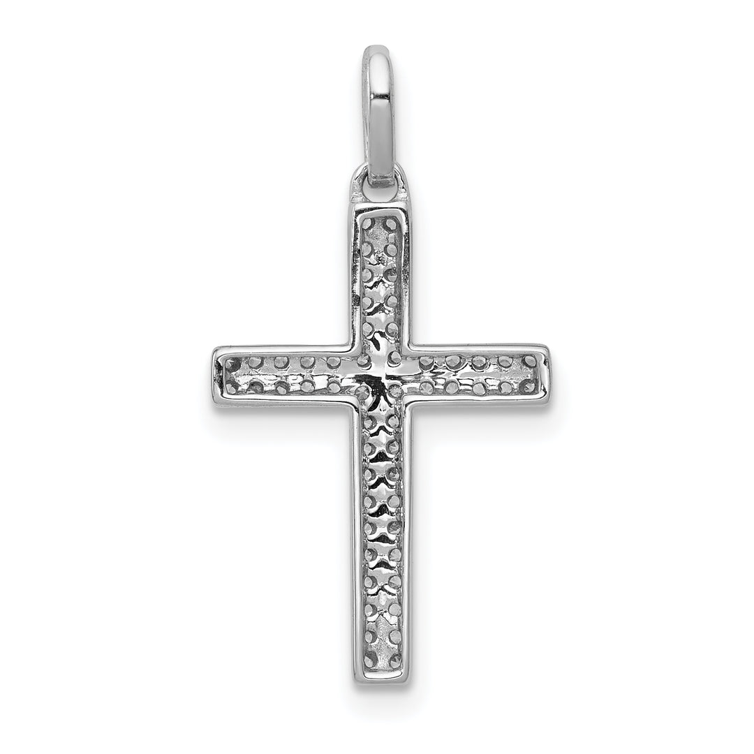 14k White Gold 1/6 CT Diamond Intricate Design Cross Pendant