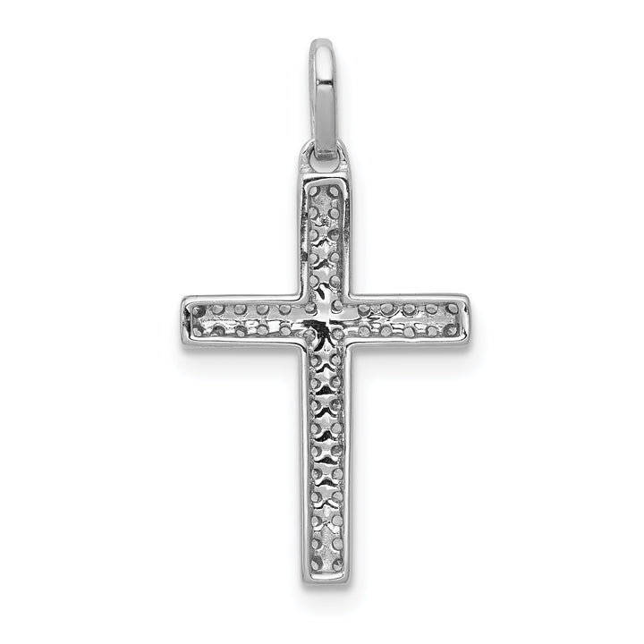 14k White Gold 1/6 CT Diamond Intricate Design Cross Pendant