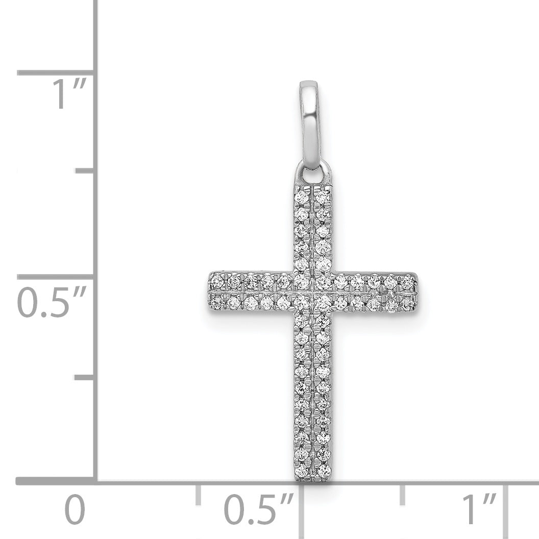14k White Gold 1/6 CT Diamond Intricate Design Cross Pendant