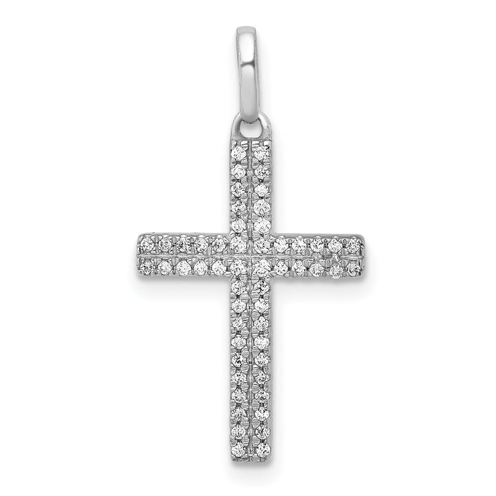 14k White Gold 1/6 CT Diamond Intricate Design Cross Pendant