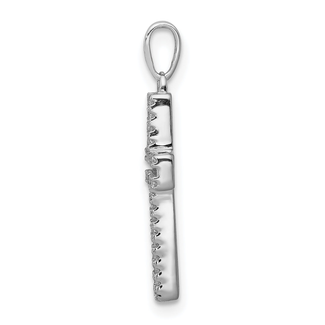 14k White Gold 1/8 CT Diamond Bold Design Cross Pendant