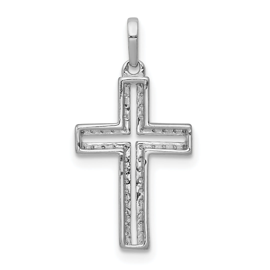 14k White Gold 1/8 CT Diamond Bold Design Cross Pendant