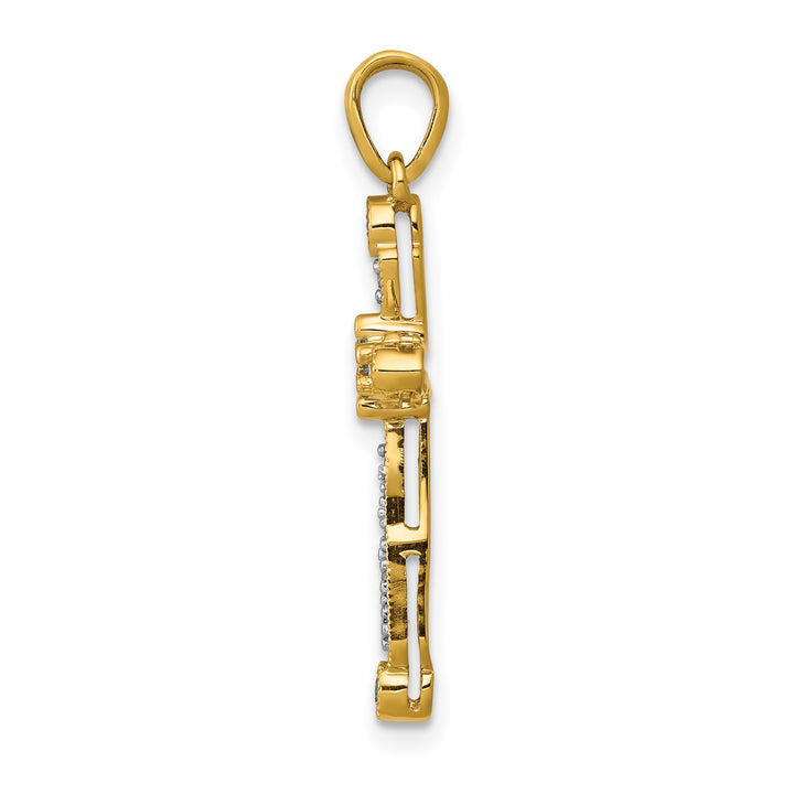 14k Yellow Gold 1/5 CT Diamond Elegant Design Cross Pendant
