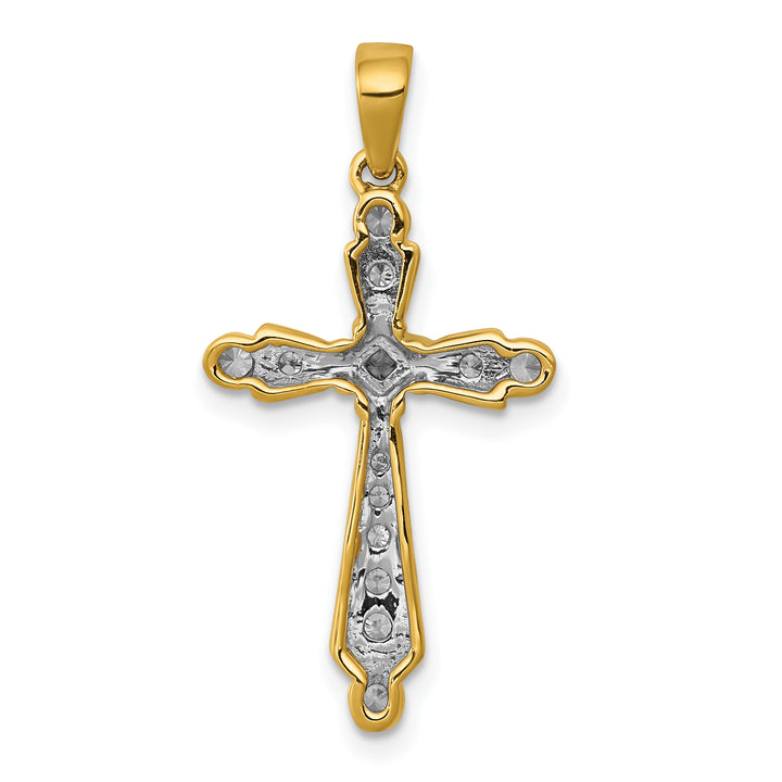 14k Yellow Gold 1/5 CT Diamond Elegant Design Cross Pendant