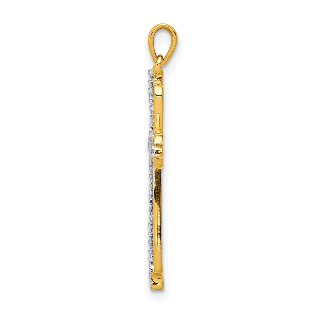 14k Yellow, White Gold .03 CT Diamond Handcrafted Cross Pendant