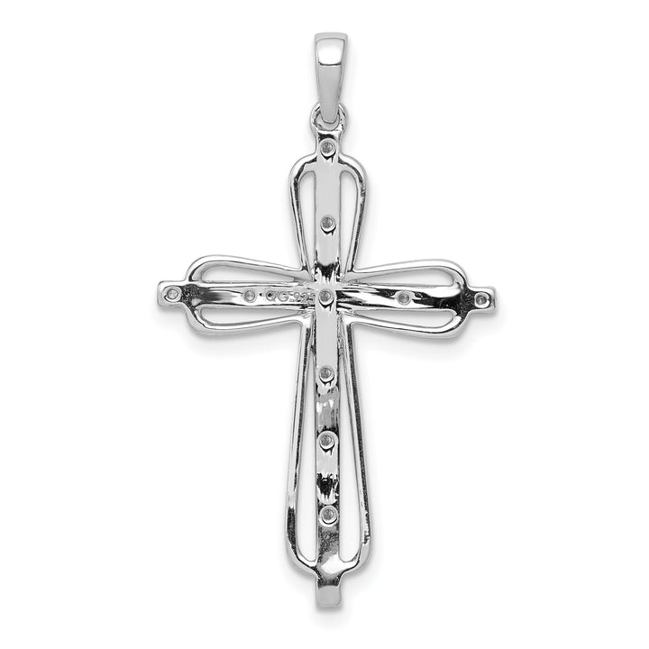 14k Yellow, White Gold .06 CT Diamond Modern Cross Pendant