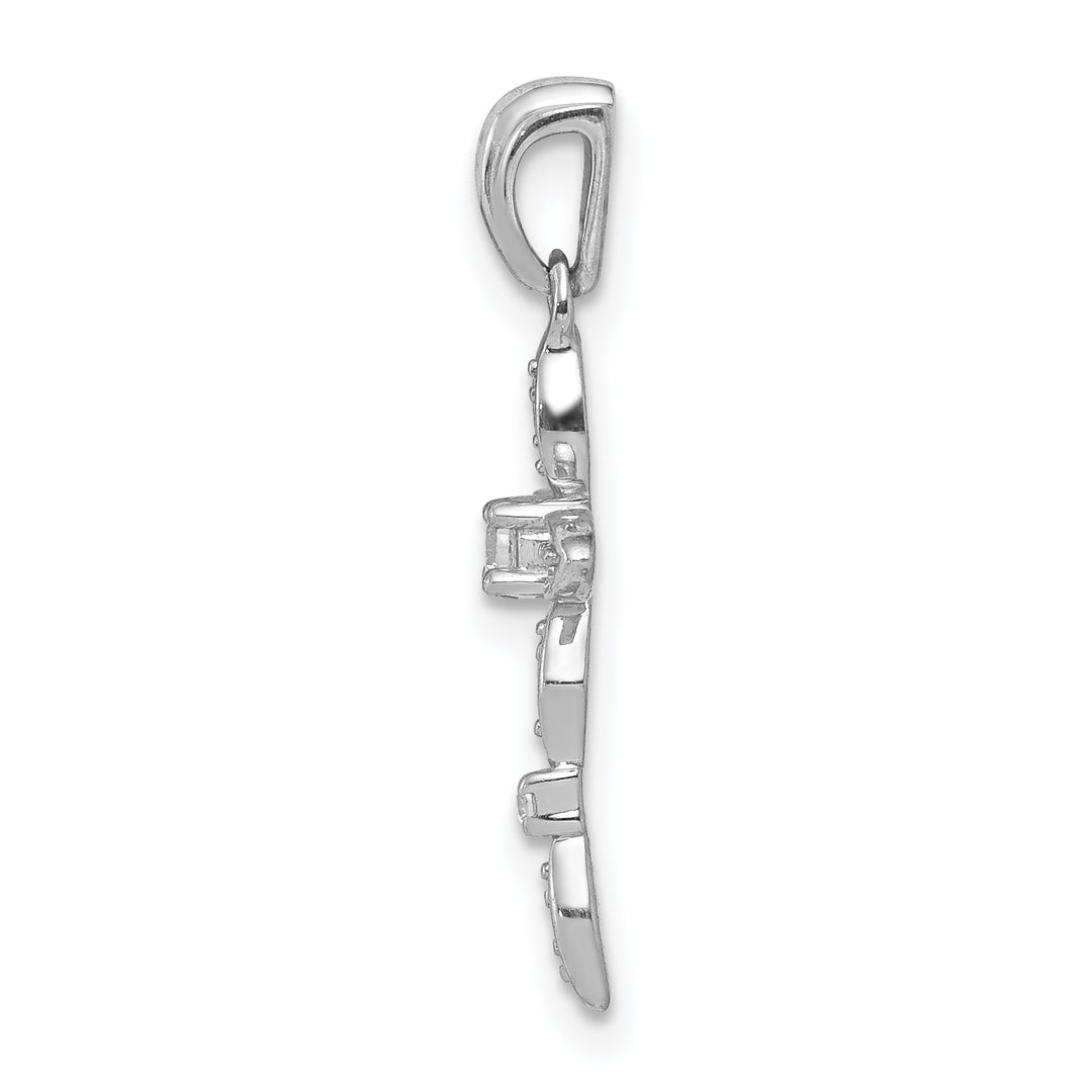 14k White Gold 1/20 CT Diamond Elegant Cross Design Pendant