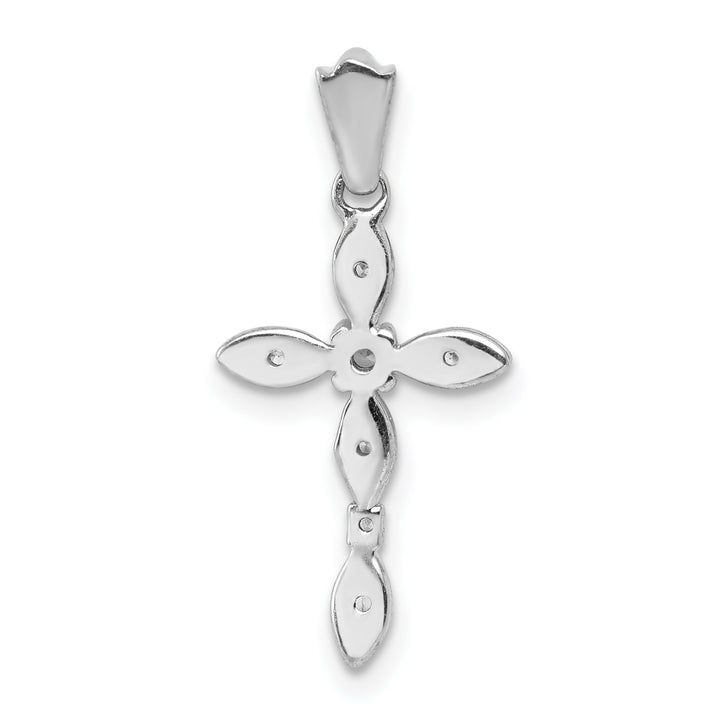 14k White Gold 1/20 CT Diamond Elegant Cross Design Pendant