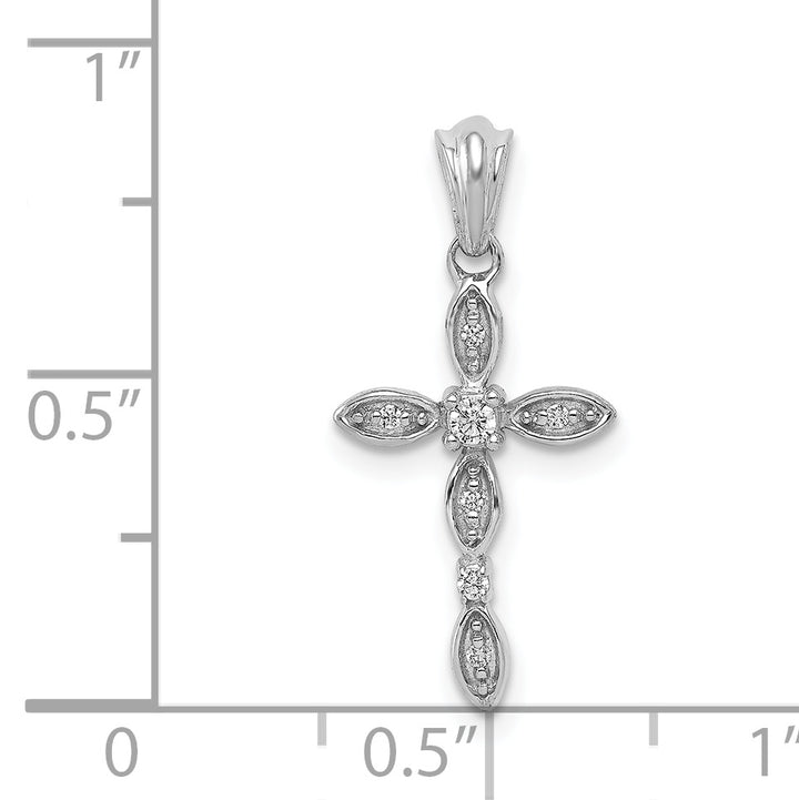 14k White Gold 1/20 CT Diamond Elegant Cross Design Pendant