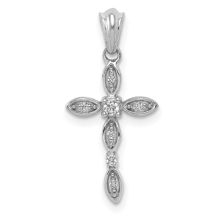 14k White Gold 1/20 CT Diamond Elegant Cross Design Pendant