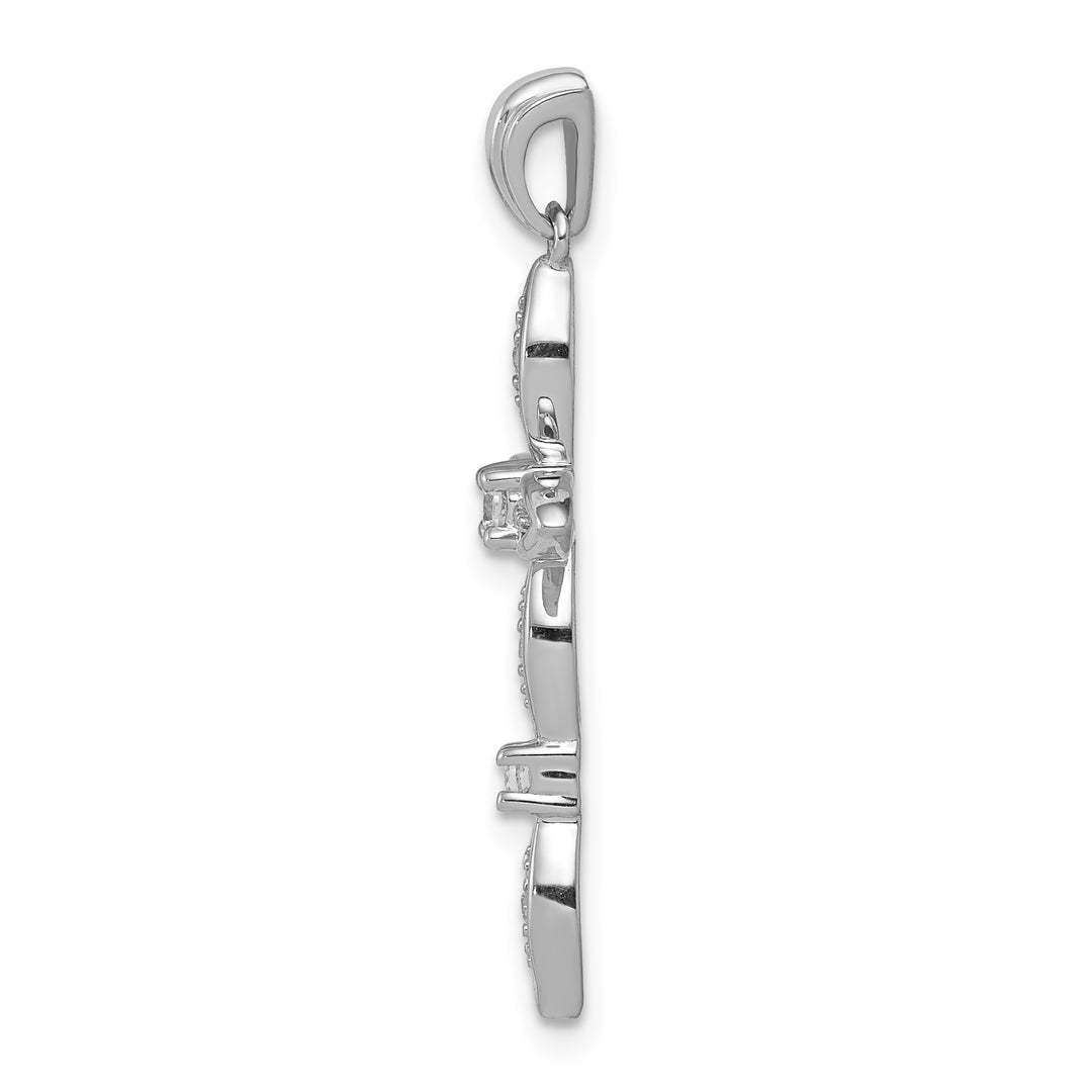 14k White Gold 1/10 CT Diamond Detailed Cross Pendant