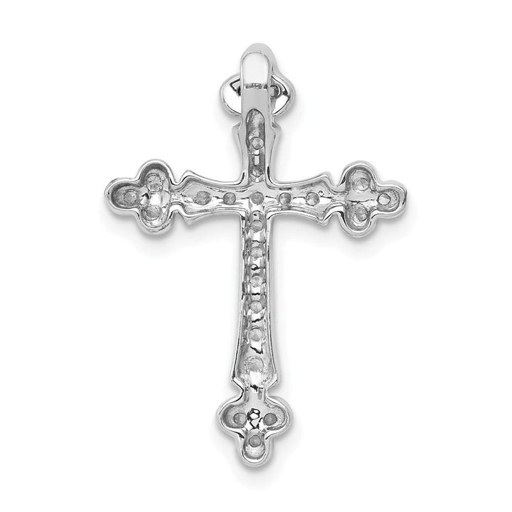 Lovely Rita's Pendants & Charms 10K White Gold 1/4 ct Diamond Budded Cross Chain Slide
